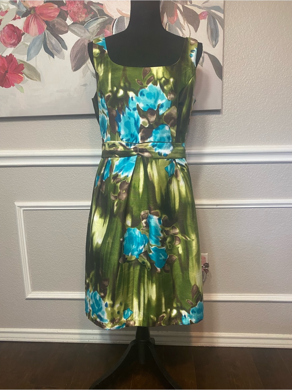Soho Apparel Green and Turquoise Floral Dress